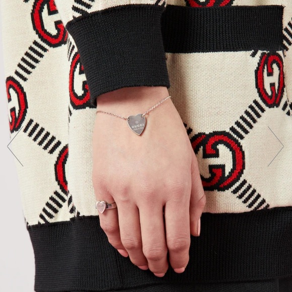 GUCCI TRADEMARK BRACELET WITH HEART PENDANT - Picture 2 of 7